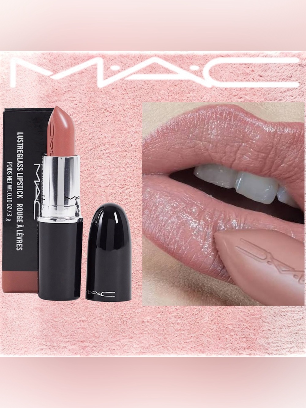 MAC Lustreglass Lipstick in Thanks, it’s M•A•C! Viral Lipstick Shade! New in Box